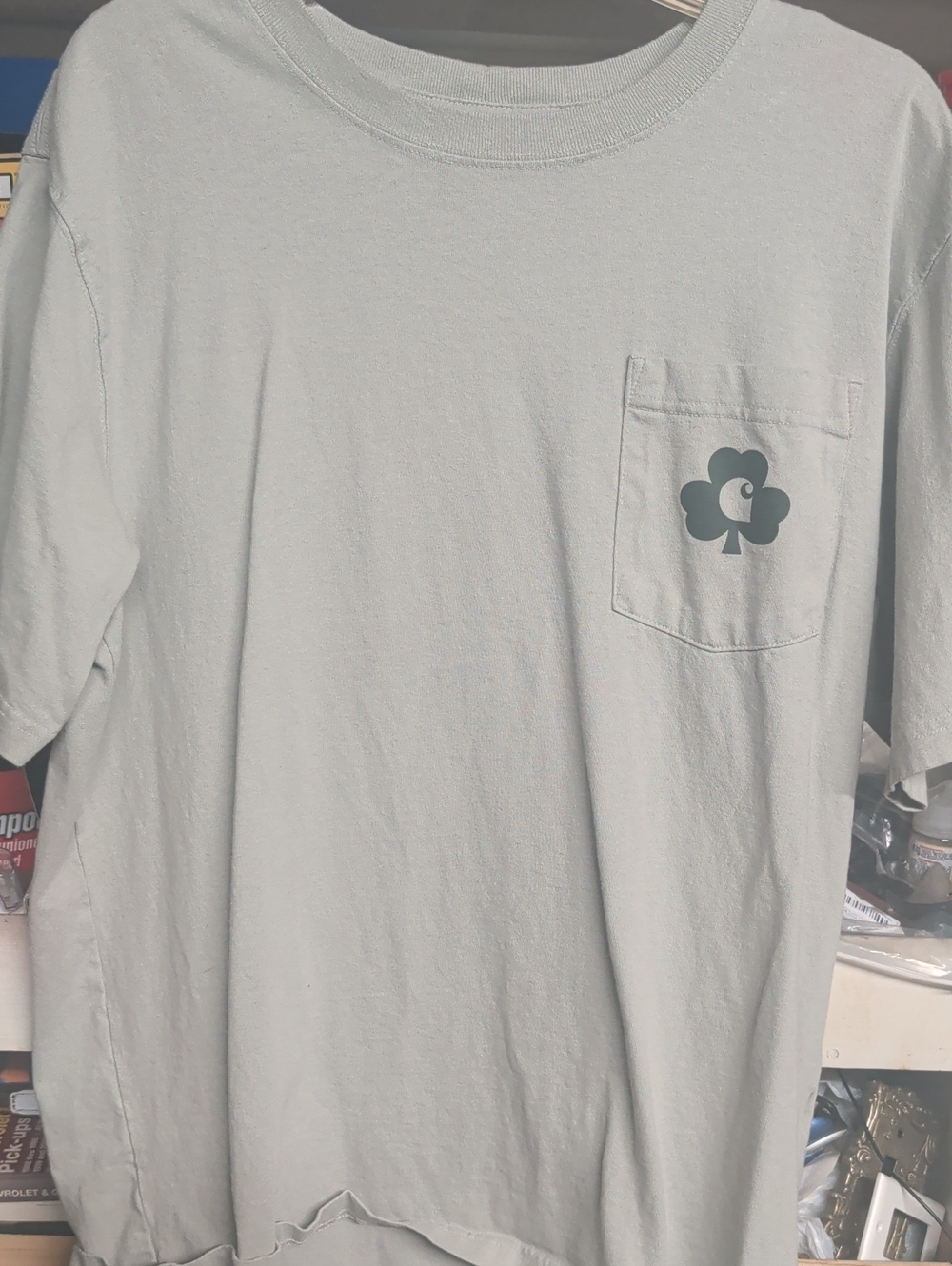 Men's Carhartt St. Patties Day L Pocket Shirt Sage Green
